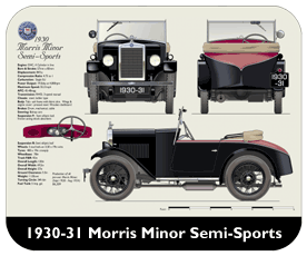 Morris Minor Semi-Sports 1930 Place Mat, Small